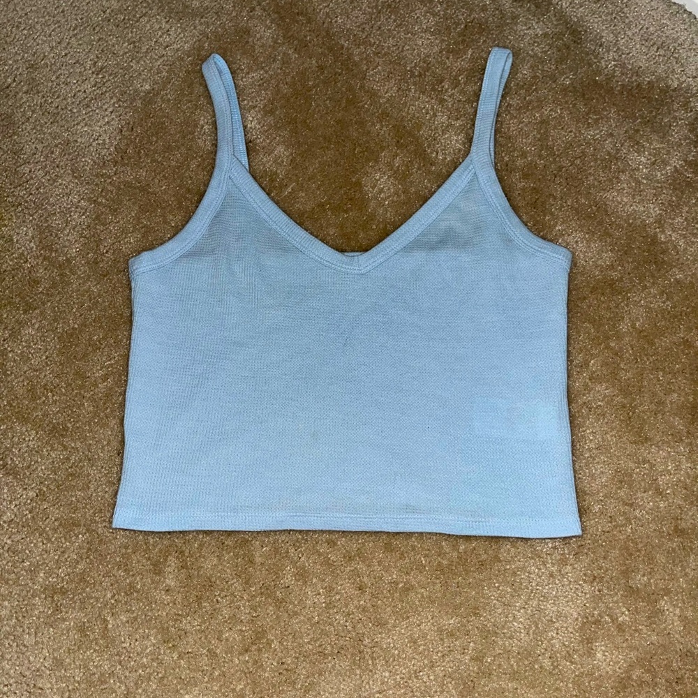 American Eagle baby blue waffle knit tank top